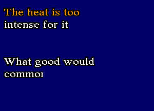 The heat is too
intense for it

XVhat good would
commox