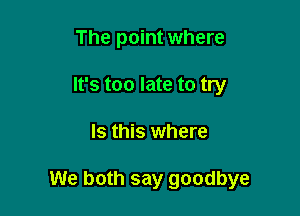 The point where
It's too late to try

Is this where

We both say goodbye