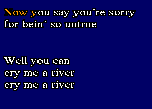 Now you say you're sorry
for bein' so untrue

XVell you can
cry me a river
cry me a river