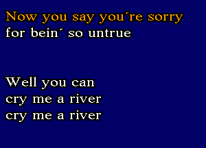 Now you say you're sorry
for bein' so untrue

XVell you can
cry me a river
cry me a river