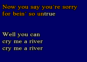 Now you say you're sorry
for bein' so untrue

XVell you can
cry me a river
cry me a river