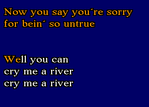 Now you say you're sorry
for bein' so untrue

XVell you can
cry me a river
cry me a river