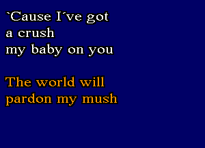 CauSe I've got
a crush
my baby on you

The world will
pardon my mush