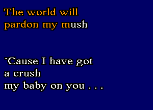 The world will
pardon my mush

yCause I have got
a crush

my baby on you . . .