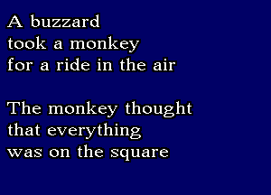 A buzzard
took a monkey
for a ride in the air

The monkey thought
that everything
was on the square