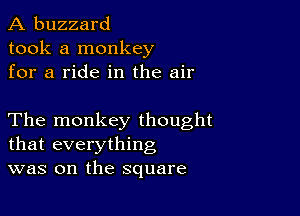 A buzzard
took a monkey
for a ride in the air

The monkey thought
that everything
was on the square