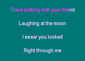 There walking with your friend
Laughing at the moon

I swear you looked

Rightthrough me