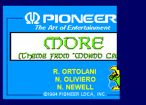 (U2 PIONEER

77145 Art ofEnteriafnmenc

5711-ng FEDEU CDORJDO Gil

(IL OLEIVIERO

mm
W

W1,
