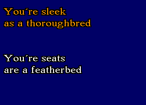 You're sleek
as a thoroughbred

You're seats
are a featherbed