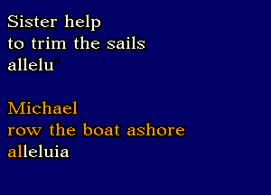 Sister help
to trim the sails
allelu

Michael
row the boat ashore
alleluia