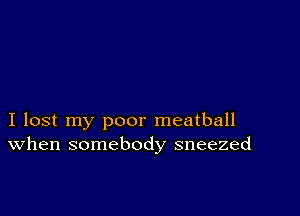 I lost my poor meatball
When somebody sneezed