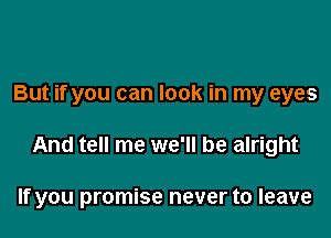 But if you can look in my eyes

And tell me we'll be alright

If you promise never to leave