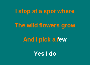 I stop at a spot where

The wild flowers grow

And I pick a few

Yesldo