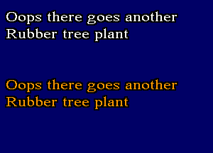 Oops there goes another
Rubber tree plant

Oops there goes another
Rubber tree plant