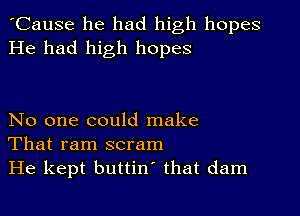 'Cause he had high hopes
He had high hopes

No one could make
That ram scram
He kept buttin' that dam