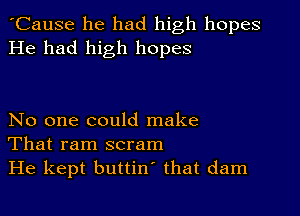 'Cause he had high hopes
He had high hopes

No one could make
That ram scram
He kept buttin' that dam