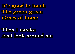 It's good to touch
The green green
Grass of home

Then I awake
And look around me