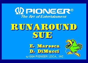 (U) pnnweew

7776 Art of Entertainment

RUNARQDUNDD
SUE

E. Maresca gig?
I). i
DiMucc 55kt)?

lul994 PIONEER LUCA, INC