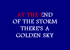 END
OF THE STORM

TH ERE'S A
GOLDEN SKY