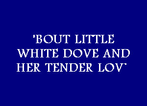 'BOUT LITTLE
WHITE DOVE AND
HER TENDER LOV'