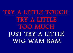 JUST TRY A LITTLE
WIG WAM BAM