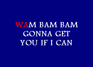 M BAM BAM

GONNA GET
YOU IF I CAN