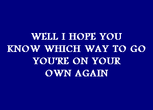 WELL I HOPE YOU
KNOW WHICH WAY TO GO
YOU'RE ON YOUR
OWN AGAIN