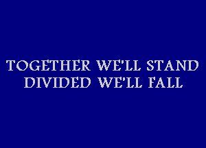 TOGETHER WE'LL STAND
DIVIDED WE'LL FALL