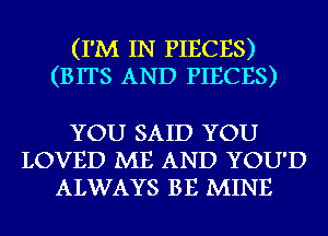 (I'M IN PIECES)
(BITS AND PIECES)

YOU SAID YOU
LOVED ME AND YOU'D
ALWAYS BE MINE