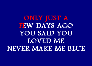 3W DAYS AGO
YOU SAID YOU
LOVED ME
NEVER MAKE ME BLUE