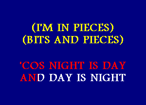 (I'M IN PIECES)
(BITS AND PIECES)

D DAY IS NIGHT

g