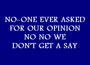 NOHONE EVER ASKED
FOR OUR OPINION
NO NO WE
DON'T GET A SAY