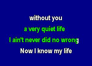 without you
a very quiet life

I ain't never did no wrong

Now I know my life