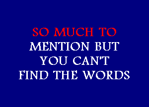 MENTION BUT
YOU CAN'T
FIND THE WORDS