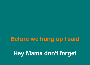 Before we hung up I said

Hey Mama don't forget