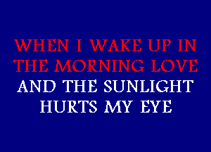 AND THE SUNLIGHT
HURTS MY EYE