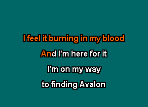 I feel it burning in my blood

And Pm here for it
Pm on my way

to finding Avalon