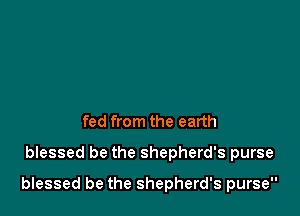 fed from the earth
blessed be the shepherd's purse

blessed be the shepherd's purse