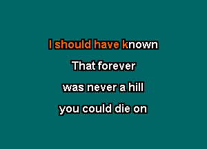 I should have known
That forever

was never a hill

you could die on