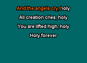 And the angels cry, holy

All creation cries, holy
You are lifted high, holy

Holy forever