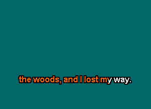 the woods, and I lost my way.