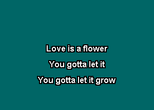 Love is a flower

You gotta let it

You gotta let it grow