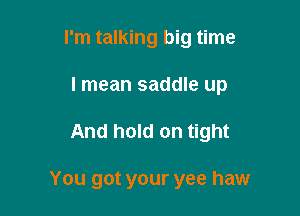 I'm talking big time

I mean saddle up
And hold on tight

You got your yee haw