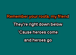 Remember your roots, my friend

They're right down below
'Cause heroes come

and heroes go