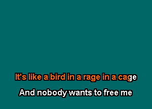 It's like a bird in a rage in a cage

And nobody wants to free me