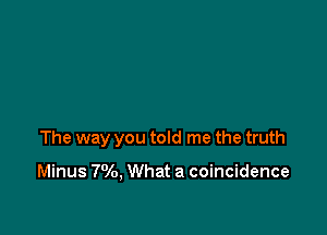 The way you told me the truth

Minus 790, What a coincidence