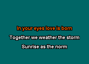 In your eyes love is born

Together we weather the storm

Sunrise as the norm