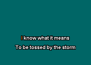 I know what it means

To be tossed by the storm