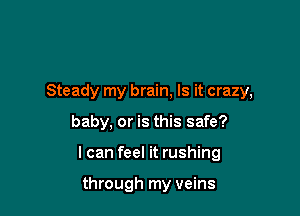 Steady my brain, Is it crazy,

baby, or is this safe?
I can feel it rushing

through my veins