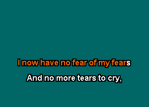 I now have no fear of my fears

And no more tears to cry,